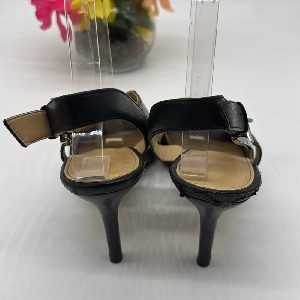 Michael Kors Black Leather Slingback Heels Size 8.5 BSN7977A